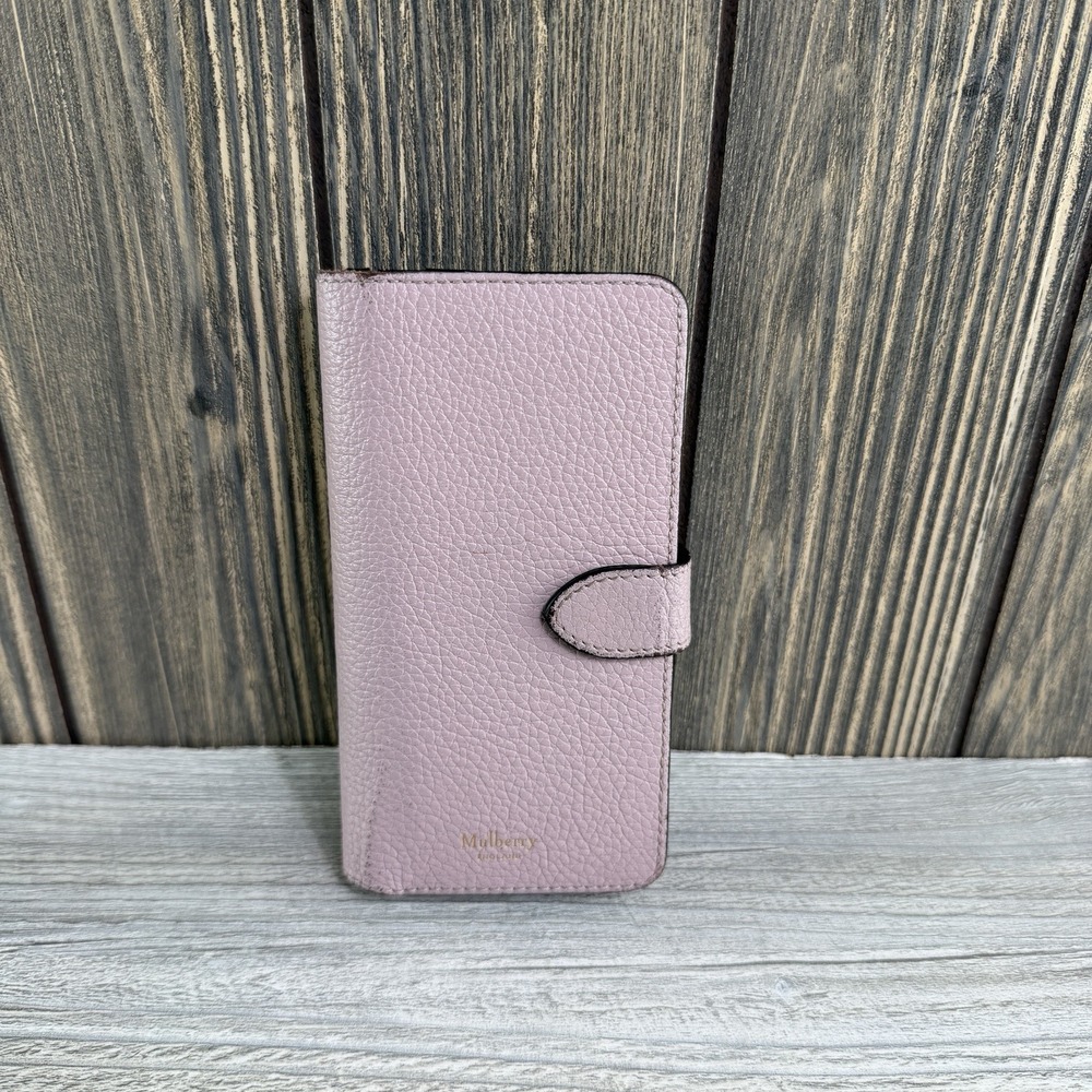 Mulberry iPhone 6 6s 7 Leather Wallet Folio Case Pink Burgundy Card Holder